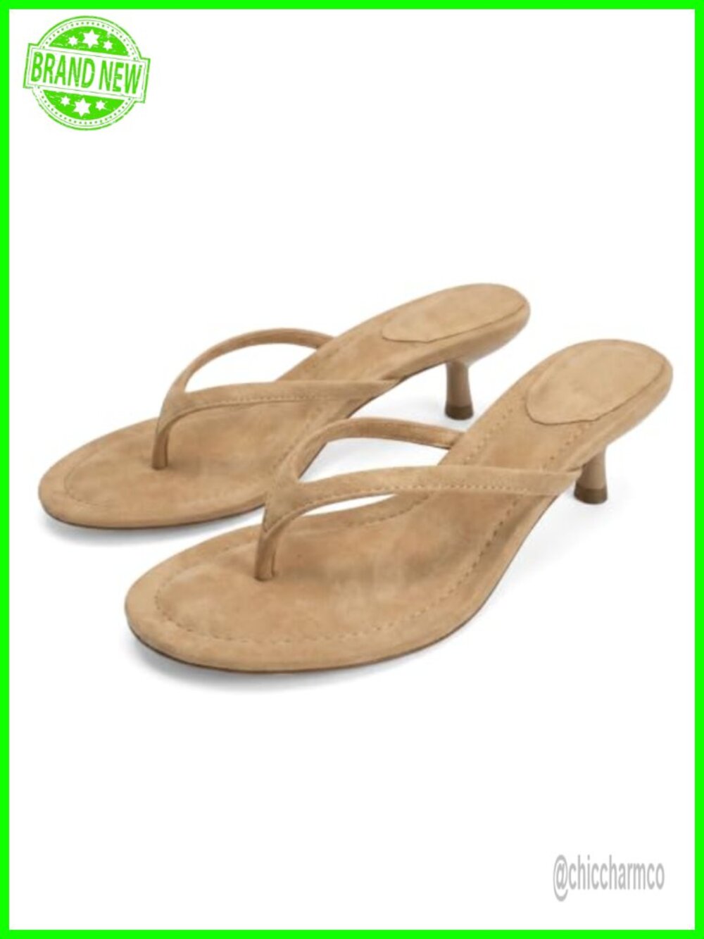 Women's Suede Flip Flop Sandals Kitten Heels Open Toe Thong